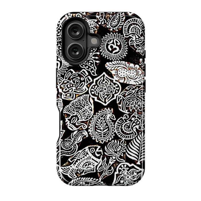 iPhone 16 StrongFit Black and white pattern by Winston