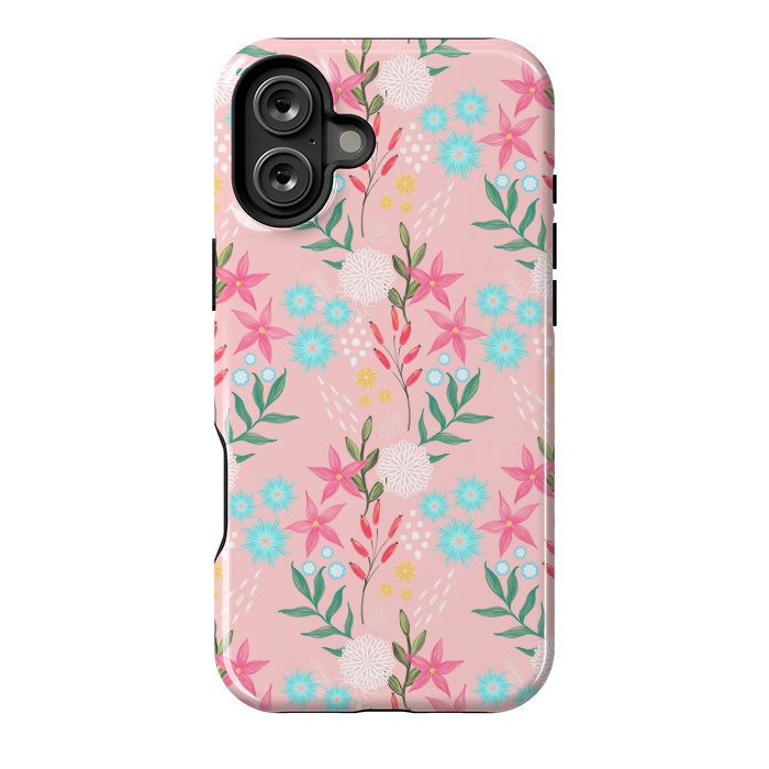 iPhone 16 Plus StrongFit Cute Pink Flowers Creative Art Pattern by InovArts