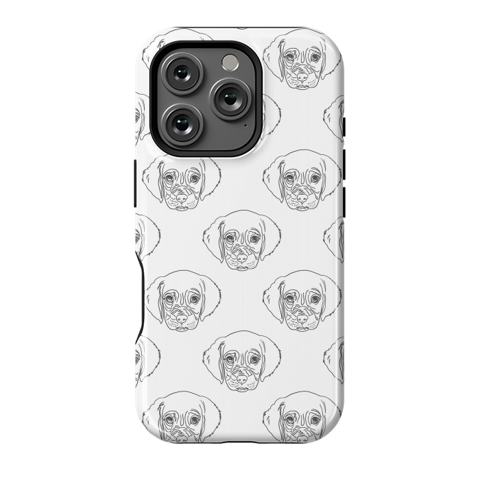 iPhone 16 Pro StrongFit Cute Gray Puppy Dog Hand Drawn Strokes Pattern by InovArts