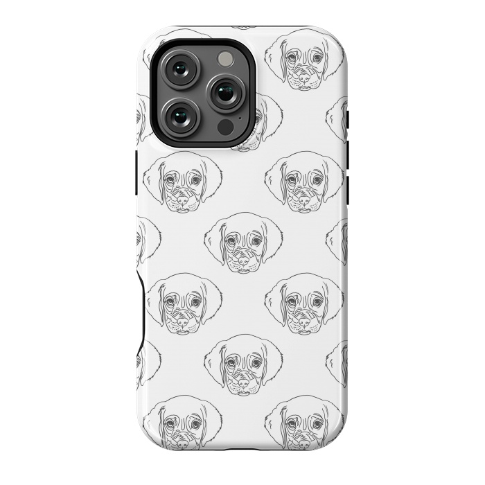 iPhone 16 Pro Max StrongFit Cute Gray Puppy Dog Hand Drawn Strokes Pattern by InovArts