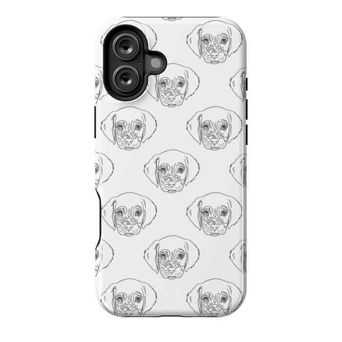 iPhone 16 Plus StrongFit Cute Gray Puppy Dog Hand Drawn Strokes Pattern by InovArts