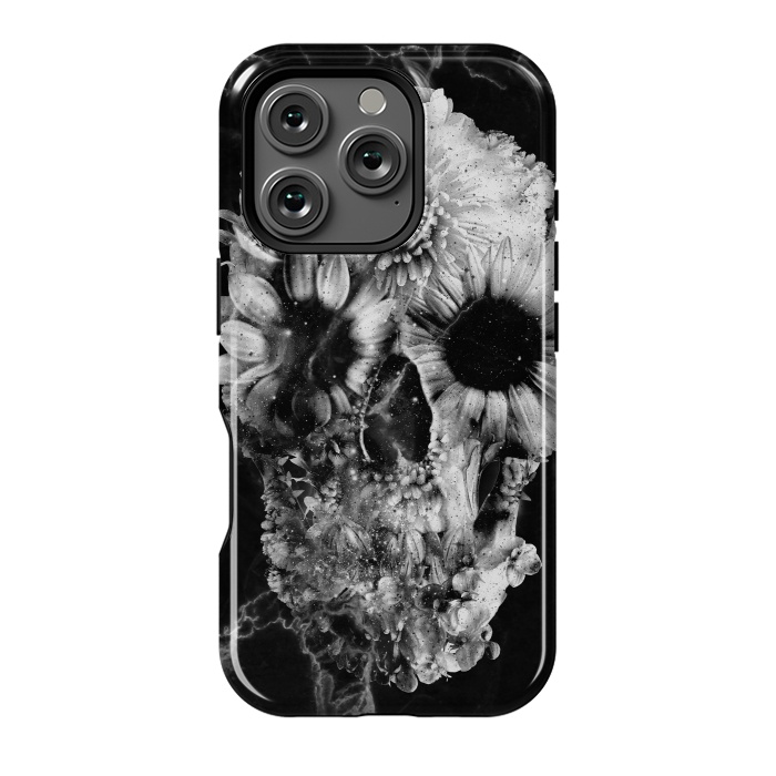 iPhone 16 Pro StrongFit Floral Skull Marble by Ali Gulec