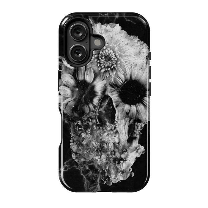 iPhone 16 StrongFit Floral Skull Marble by Ali Gulec