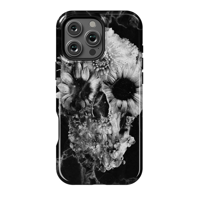 iPhone 16 Pro Max StrongFit Floral Skull Marble by Ali Gulec