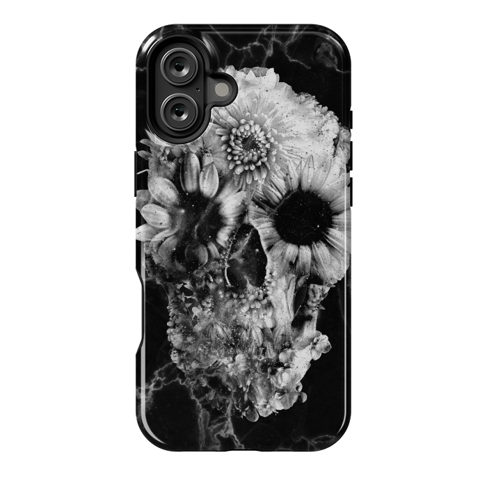 iPhone 16 Plus StrongFit Floral Skull Marble by Ali Gulec