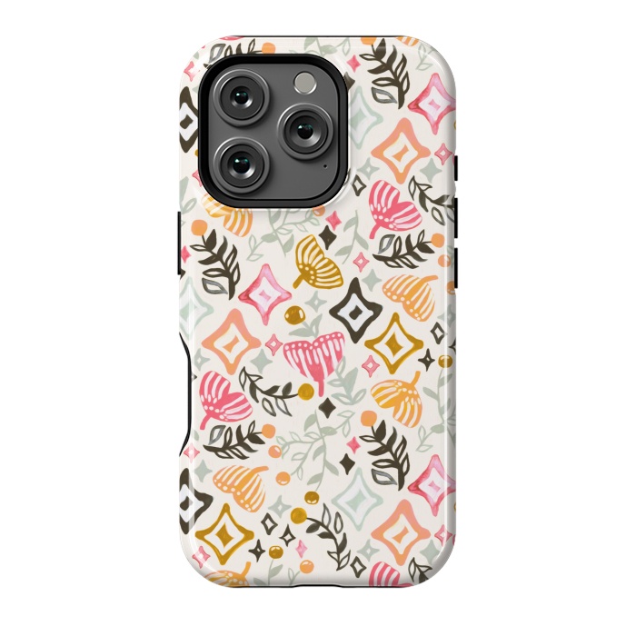 iPhone 16 Pro StrongFit Autumn Abstract Ginkgo & Berry Pattern  by Tigatiga