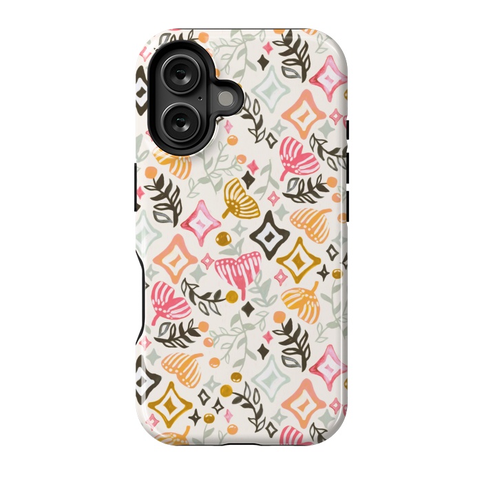 iPhone 16 StrongFit Autumn Abstract Ginkgo & Berry Pattern  by Tigatiga