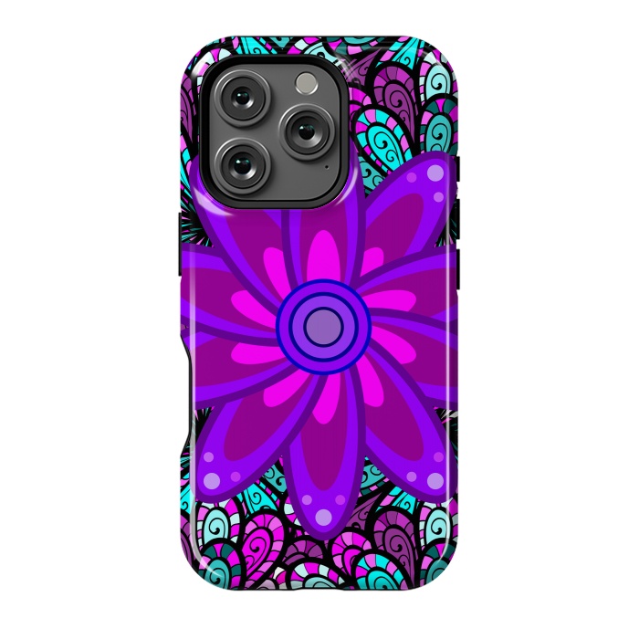 iPhone 16 Pro StrongFit Mandala in Purple and Aquamarine by ArtsCase