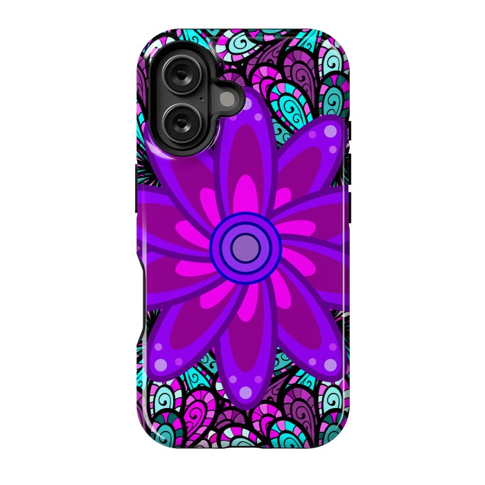 iPhone 16 StrongFit Mandala in Purple and Aquamarine by ArtsCase