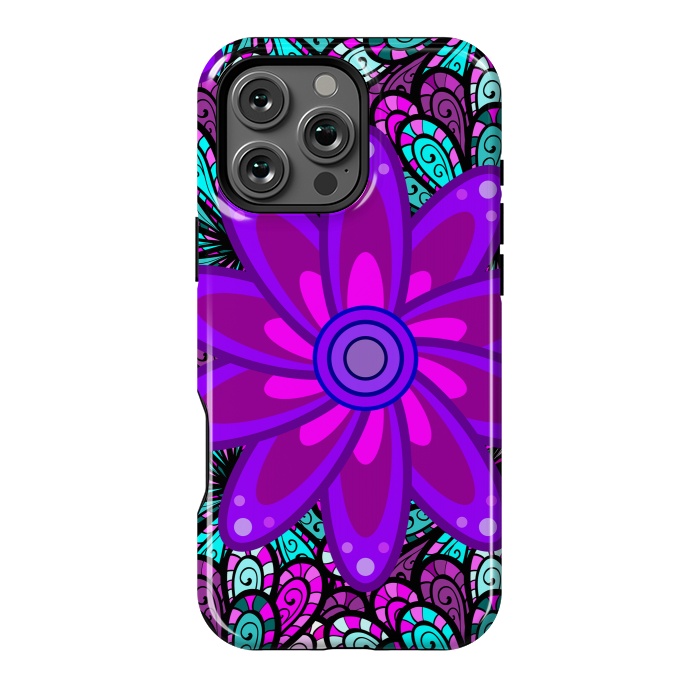 iPhone 16 Pro Max StrongFit Mandala in Purple and Aquamarine by ArtsCase