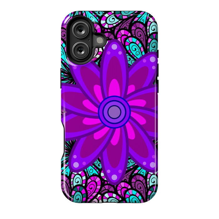 iPhone 16 Plus StrongFit Mandala in Purple and Aquamarine by ArtsCase