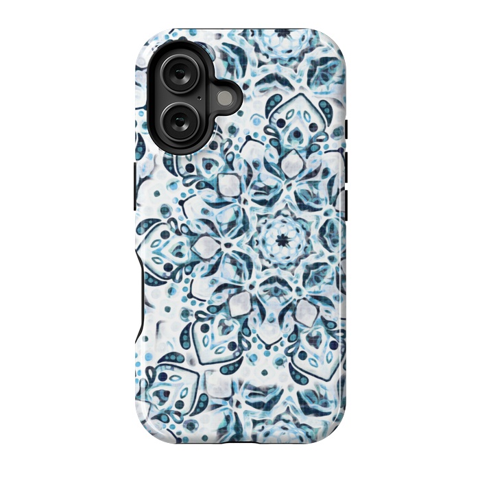 iPhone 16 StrongFit Stained Glass Mandala - Aqua Snowflake  by Tigatiga