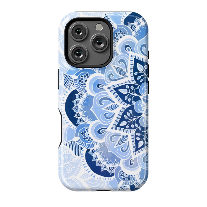 iPhone 16 Pro StrongFit Blue Lace Mandala by Tangerine-Tane