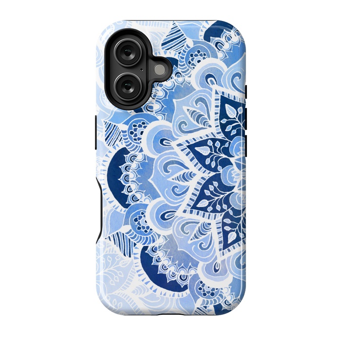 iPhone 16 StrongFit Blue Lace Mandala by Tangerine-Tane