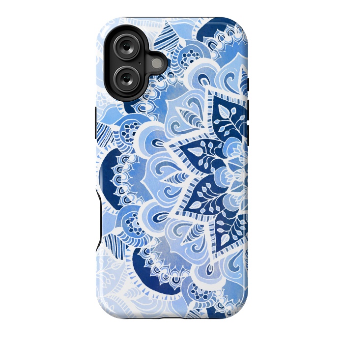 iPhone 16 Plus StrongFit Blue Lace Mandala by Tangerine-Tane