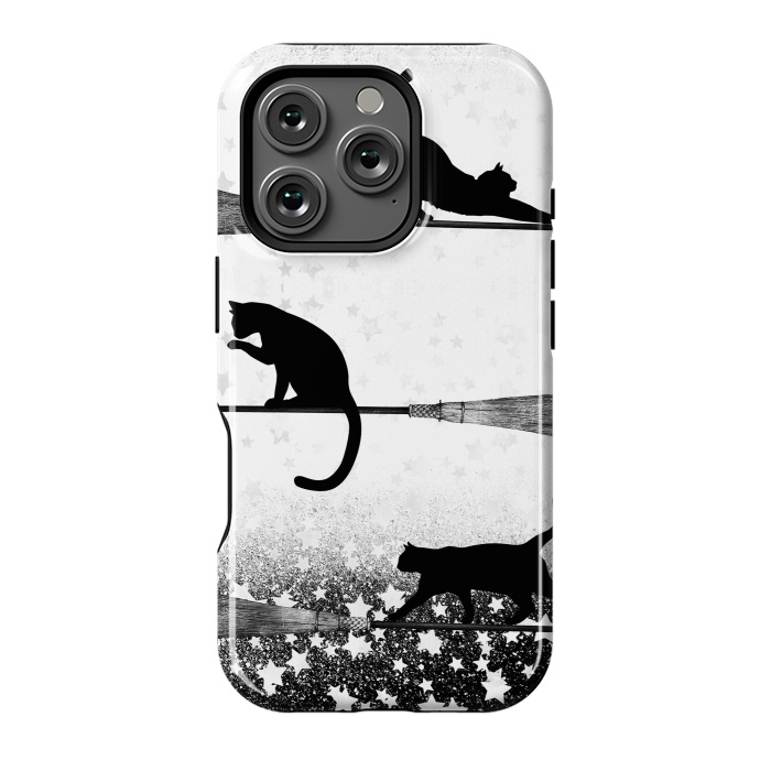 iPhone 16 Pro StrongFit black cats flying on witch brooms by Oana 