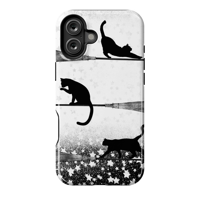 iPhone 16 Plus StrongFit black cats flying on witch brooms by Oana 