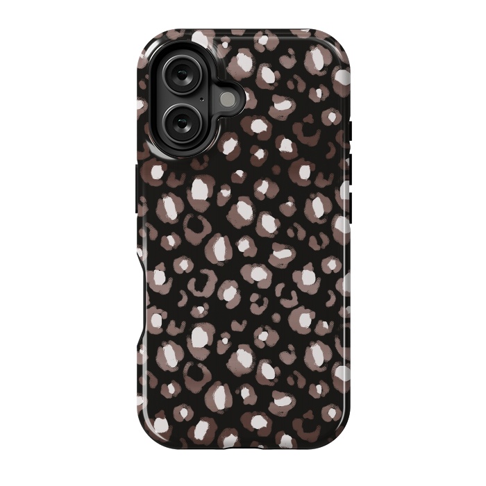 iPhone 16 StrongFit Brown leopard spots pattern by Oana 