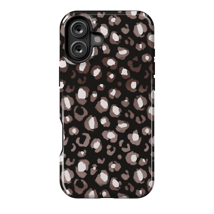 iPhone 16 Plus StrongFit Brown leopard spots pattern by Oana 