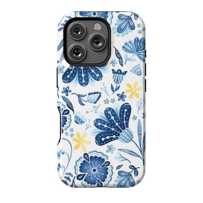 iPhone 16 Pro StrongFit Intricate Blue Floral by Noonday Design