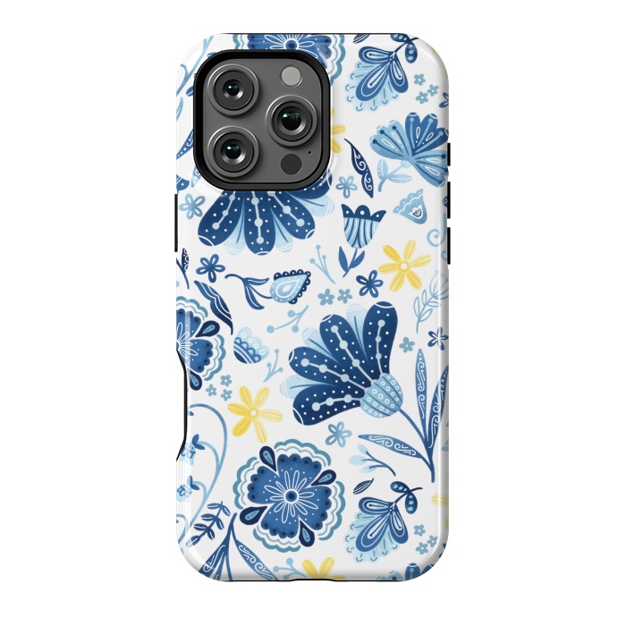 iPhone 16 Pro Max StrongFit Intricate Blue Floral by Noonday Design