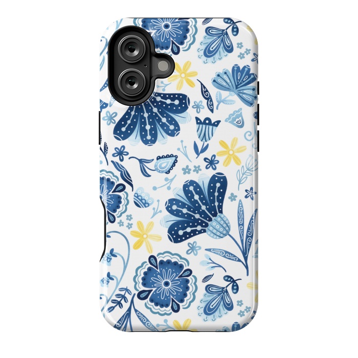 iPhone 16 Plus StrongFit Intricate Blue Floral by Noonday Design