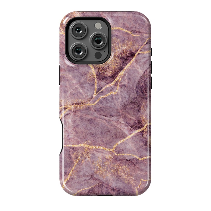 iPhone 16 Pro Max StrongFit Pink Marble with Gold fake Glitter by ArtsCase