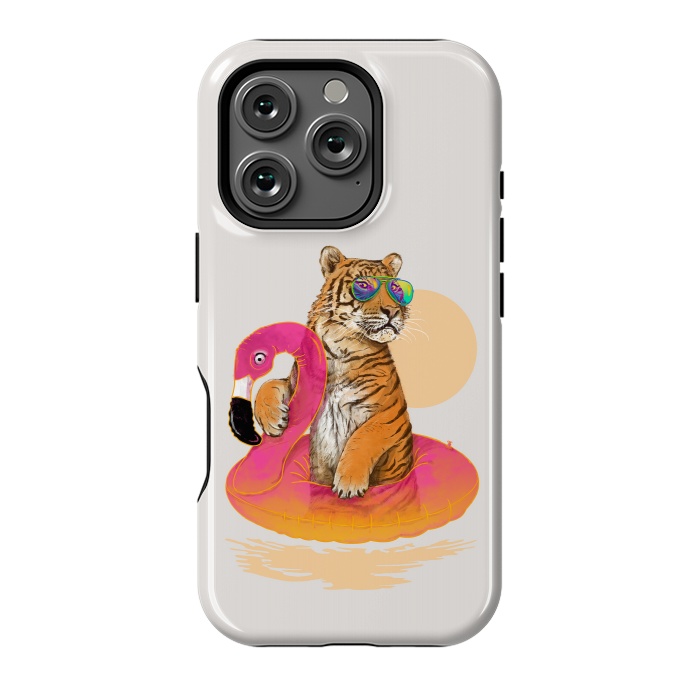 iPhone 16 Pro StrongFit Chillin Flamingo Tiger by 38 Sunsets