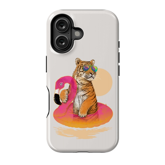 iPhone 16 StrongFit Chillin Flamingo Tiger by 38 Sunsets