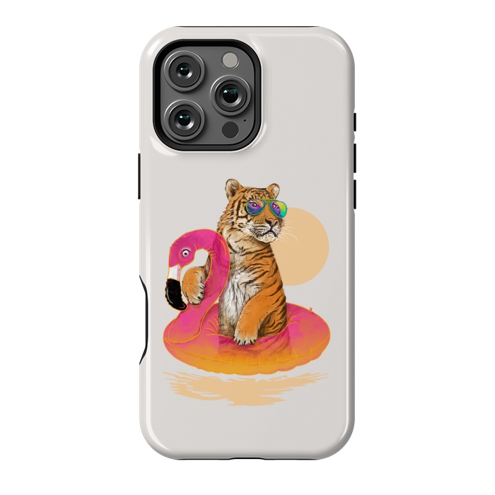 iPhone 16 Pro Max StrongFit Chillin Flamingo Tiger by 38 Sunsets