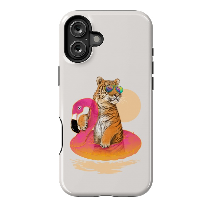 iPhone 16 Plus StrongFit Chillin Flamingo Tiger by 38 Sunsets