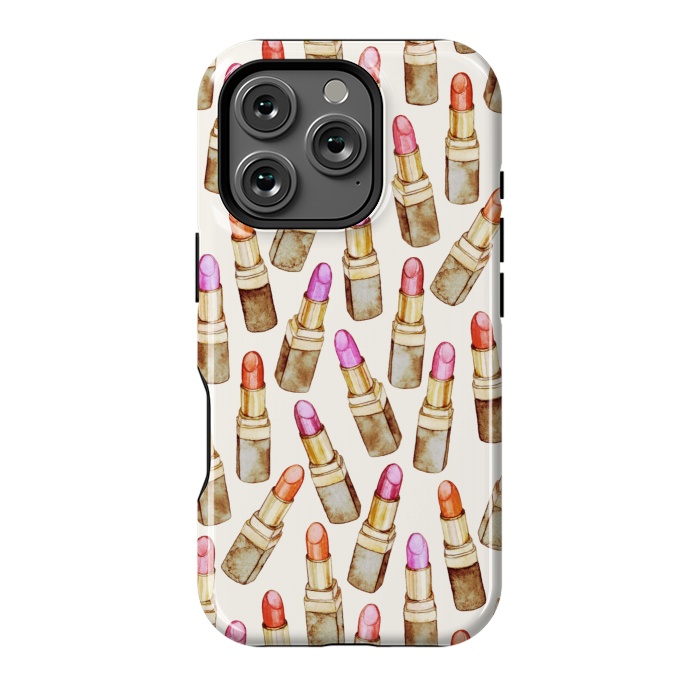 iPhone 16 Pro StrongFit Lots of Little Golden Lipsticks by Micklyn Le Feuvre