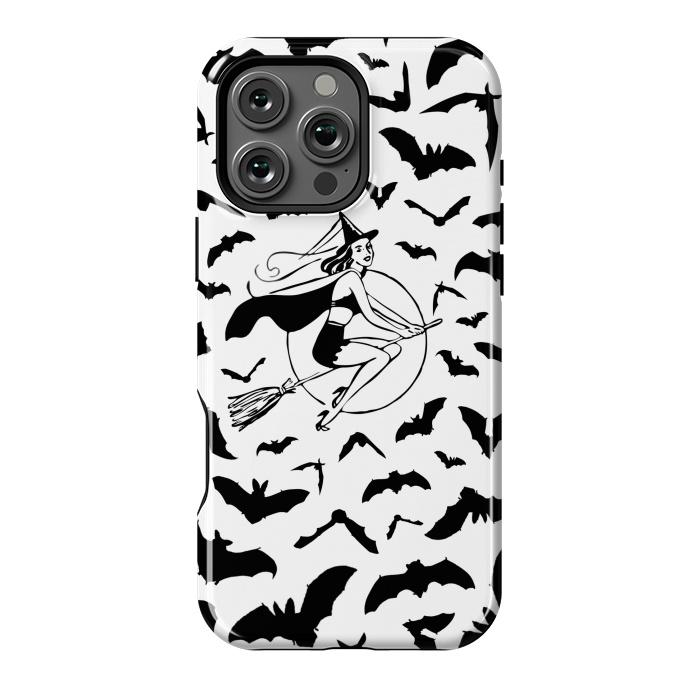 iPhone 16 Pro Max StrongFit Witch and flying bats vintage illustration by Oana 