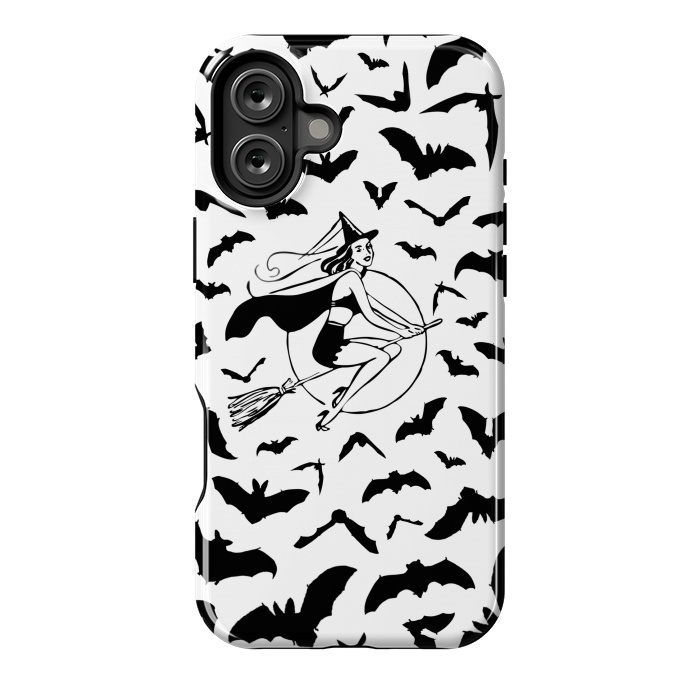 iPhone 16 Plus StrongFit Witch and flying bats vintage illustration by Oana 