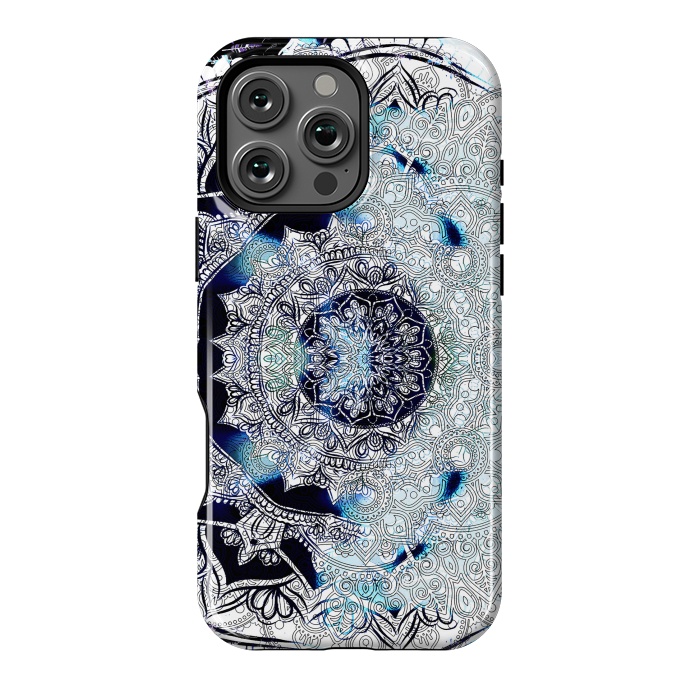 iPhone 16 Pro Max StrongFit Blue black tie dye mandala by Oana 