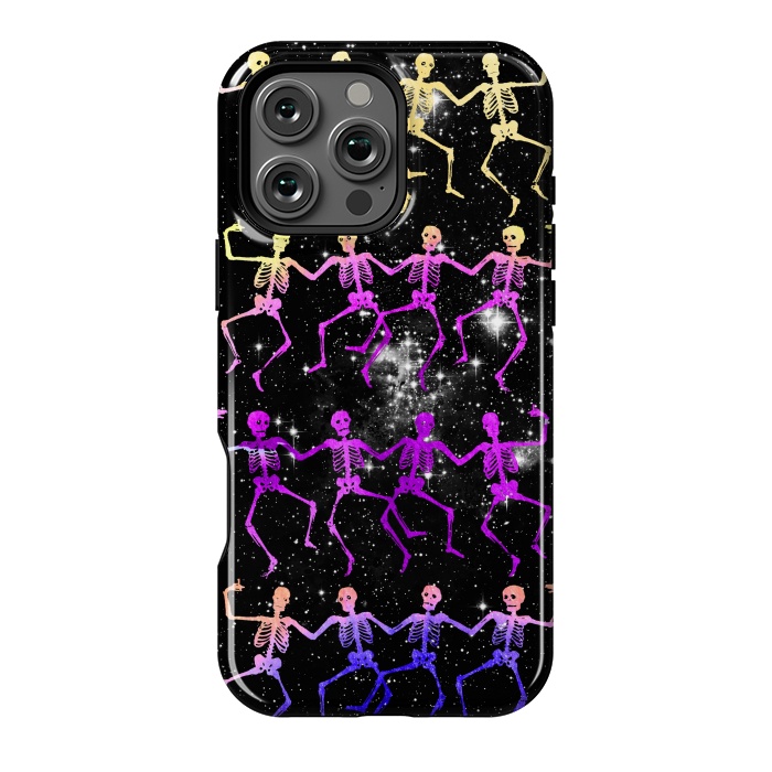 iPhone 16 Pro Max StrongFit Neon gradient dancing skeletons Halloween by Oana 