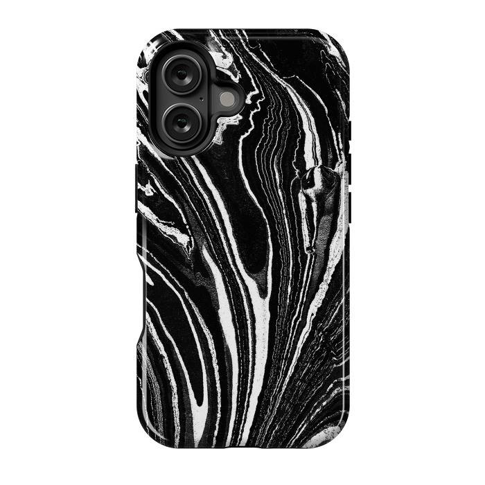 iPhone 16 StrongFit Dark minimal marble stripes art by Oana 