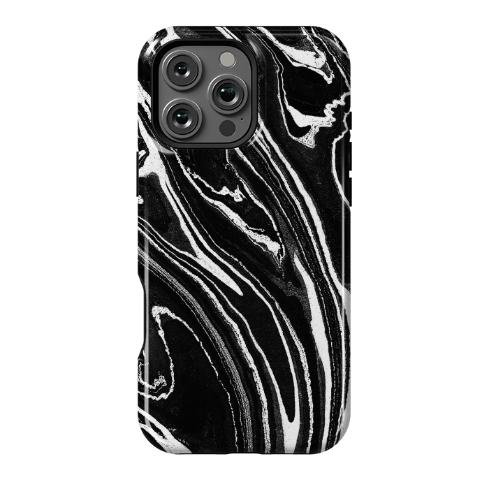 iPhone 16 Pro Max StrongFit Dark minimal marble stripes art by Oana 