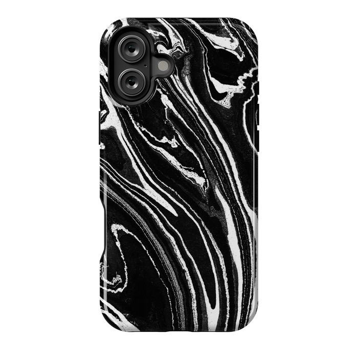 iPhone 16 Plus StrongFit Dark minimal marble stripes art by Oana 