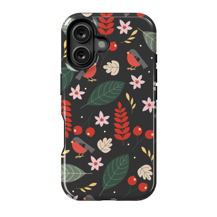 iPhone 16 StrongFit Cute Bullfinches in Christmas by ArtsCase