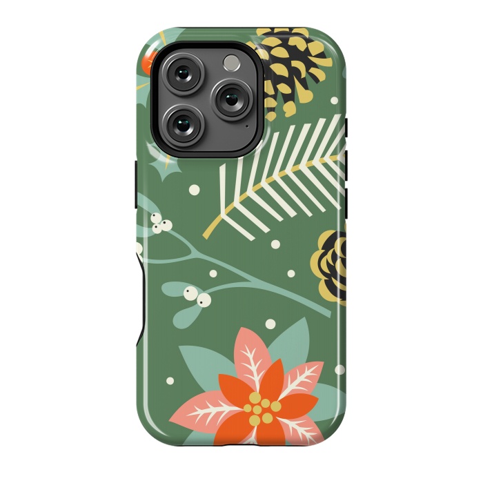 iPhone 16 Pro StrongFit Tradicional Pattern in Christmas Mistletoe by ArtsCase