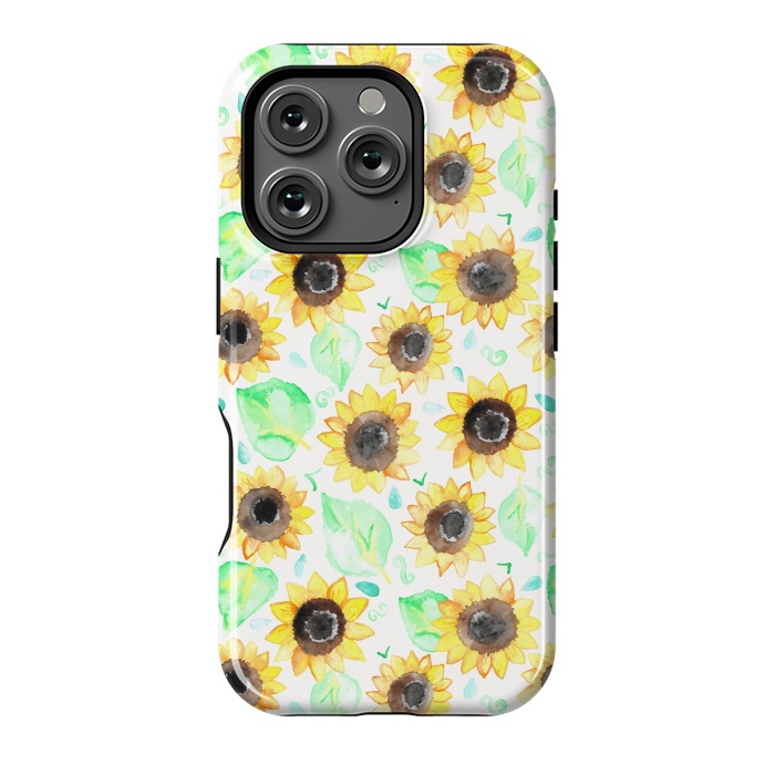 iPhone 16 Pro StrongFit Cheerful Watercolor Sunflowers by Tangerine-Tane