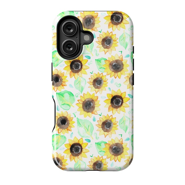 iPhone 16 StrongFit Cheerful Watercolor Sunflowers by Tangerine-Tane