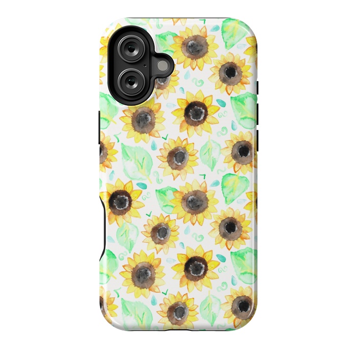 iPhone 16 Plus StrongFit Cheerful Watercolor Sunflowers by Tangerine-Tane