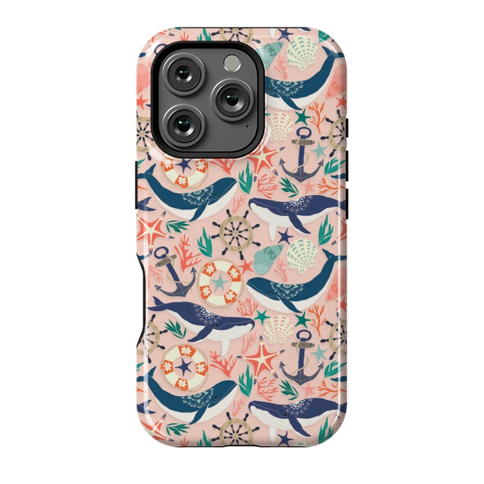 iPhone 16 Pro StrongFit Whale Song on Coral Blush by Tangerine-Tane