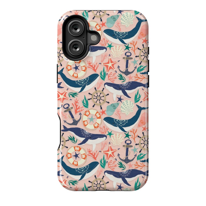 iPhone 16 Plus StrongFit Whale Song on Coral Blush by Tangerine-Tane