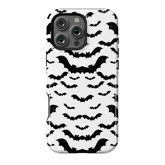 iPhone 16 Pro Max StrongFit Black star dust flying bats Halloween pattern by Oana 