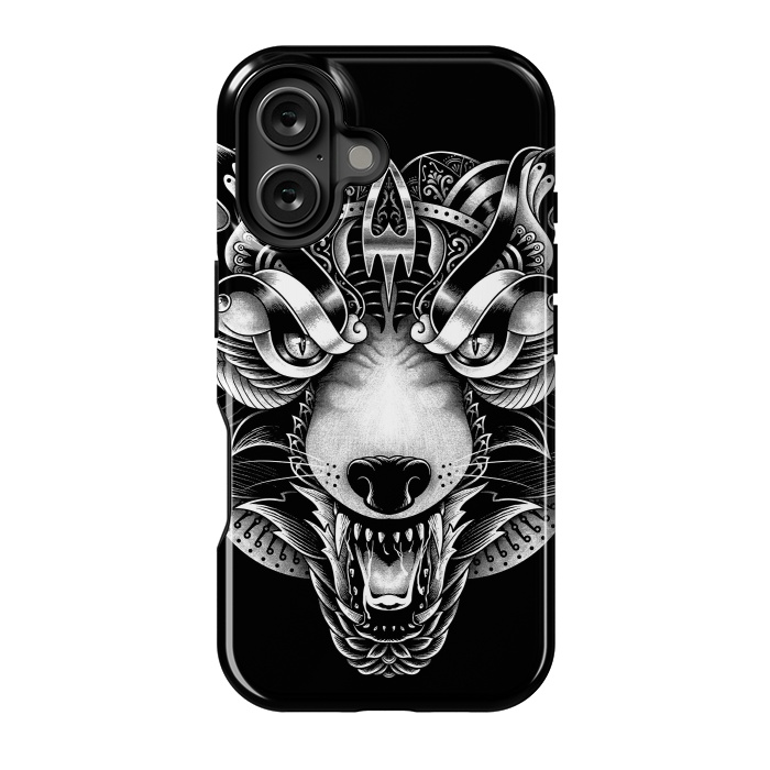 iPhone 16 StrongFit Angry Wolf Ornate by Afif Quilimo