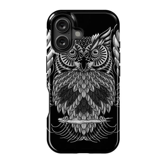 iPhone 16 StrongFit Owl Skull Ornate (Dark) by Afif Quilimo