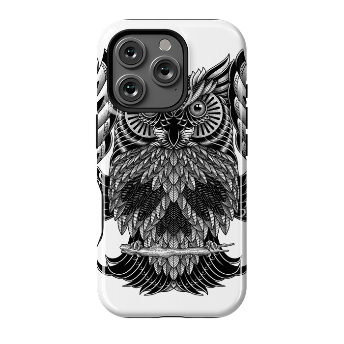 iPhone 16 Pro StrongFit Owl Skull Ornate (White) by Afif Quilimo